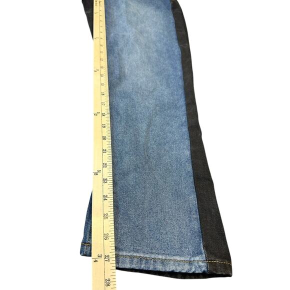 Superdown Revolve Carmen Two Tone Straight Black and Blue Denim Size XL - Picture 6 of 7